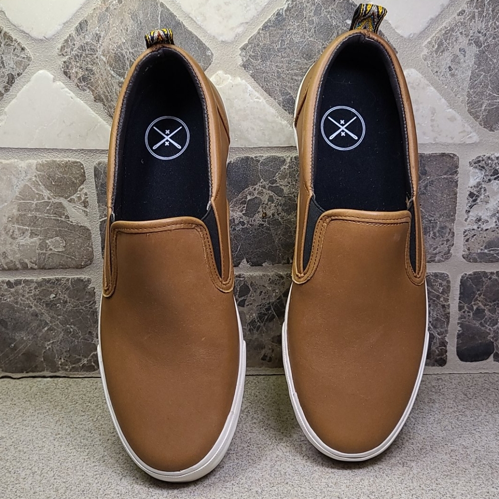 INKKAS MENS BOAT SHOES DARK TAN/BEIGE SIZE 13 - Picture 2 of 14